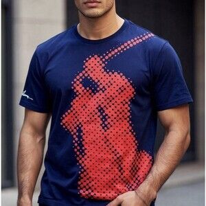 Polo Ralph Lauren T-Shirt Men's XL Blue Red Big Pony Dot Print Short Sleeve